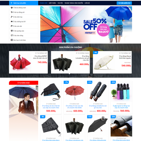 Website Bán Áo Mưa, Ô Dù