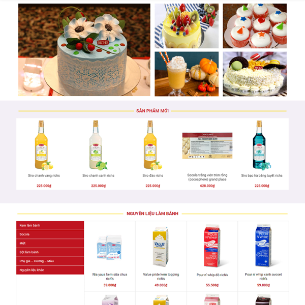 Theme WordPress bán nguyên liệu, dụng cụ làm bánh